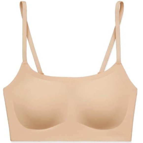 True & Co True Everybody Beige Adjustable Strap Scoop Neck Wireless Bra - Picture 1 of 5